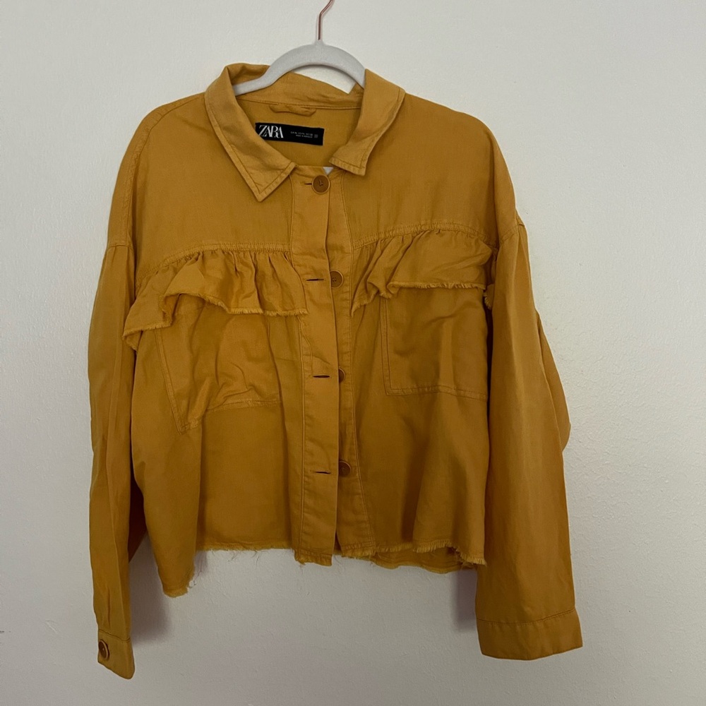 Zara yellow jacket style button blouse